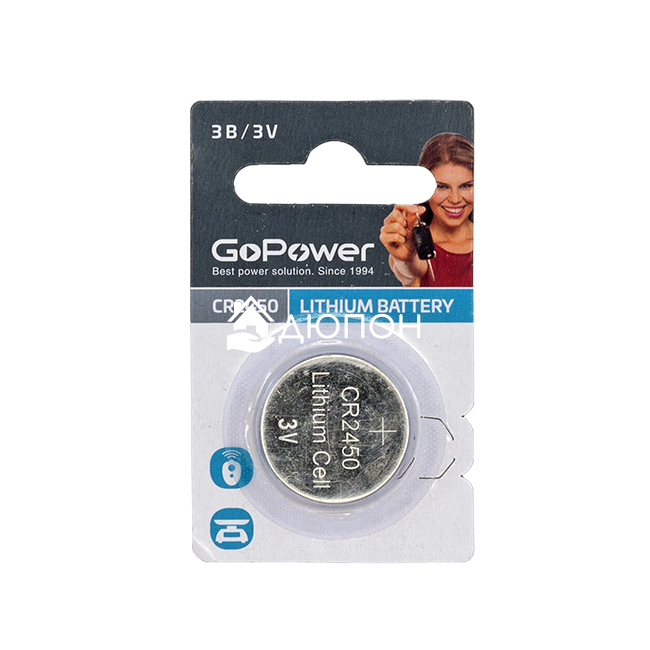GoPower CR2450 Lithium Battery Дисковый литиевый элемент питания 3V BL1